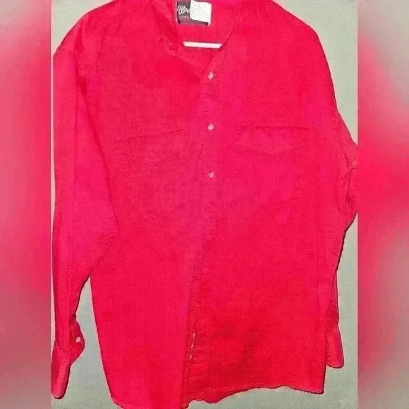 Wrangler Mens Red Button Up Dress Shirt Size 17 x 34 - Picture 1 of 10